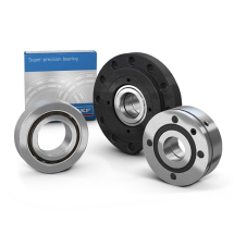 Angular contact thrust ball bearings for screw drives, cartridge units with a flanged housing, super